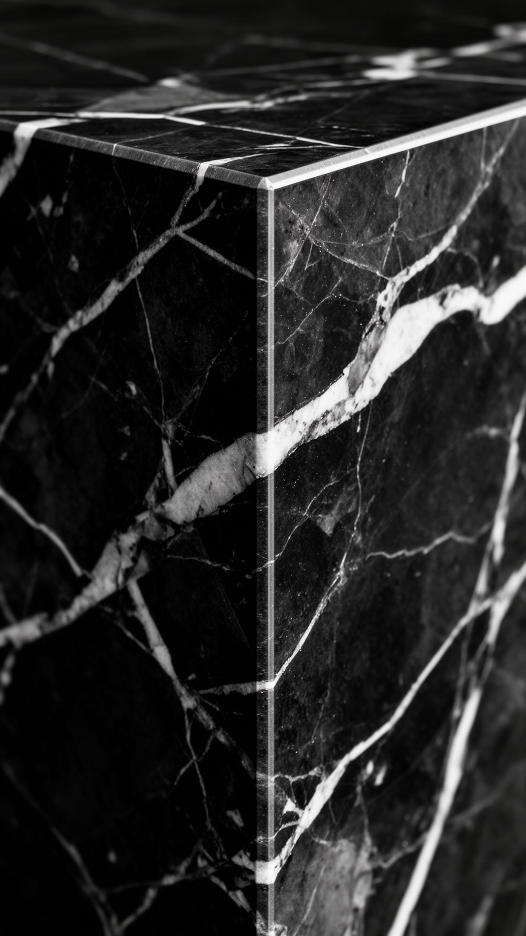 Detalhe de junta em mármore Nero Marquina